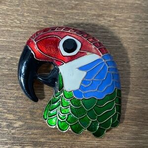 fashion red Enamel parrot heads brooche For Hats Dresses Collars Fun colors